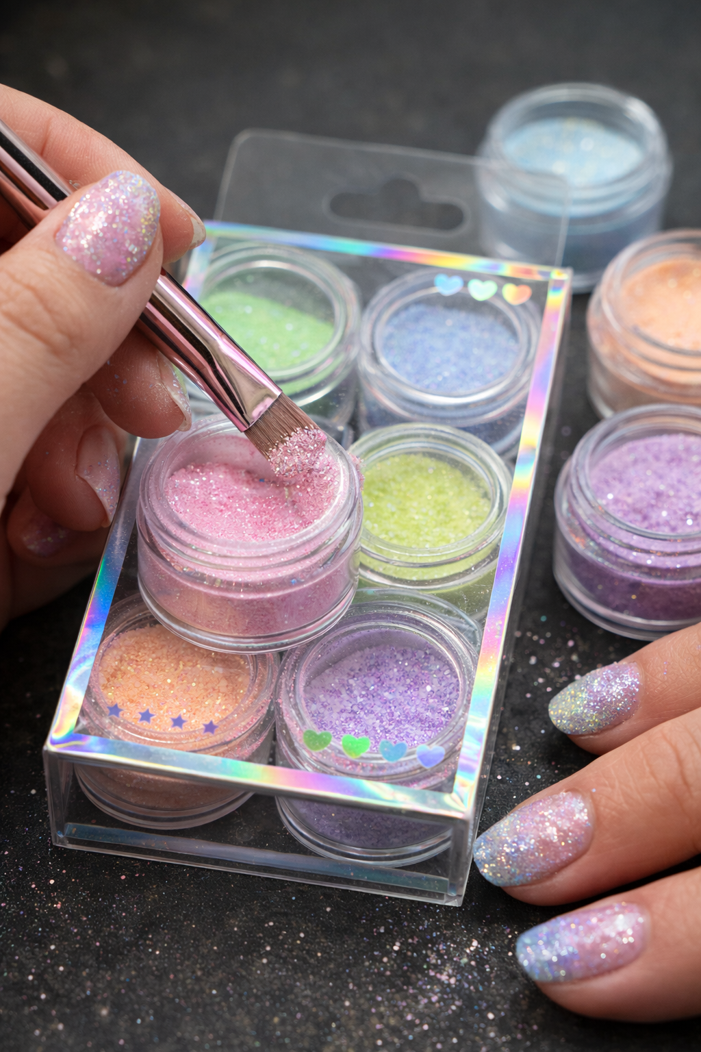 Set Glitter për Thonj – 6 Ngjyra