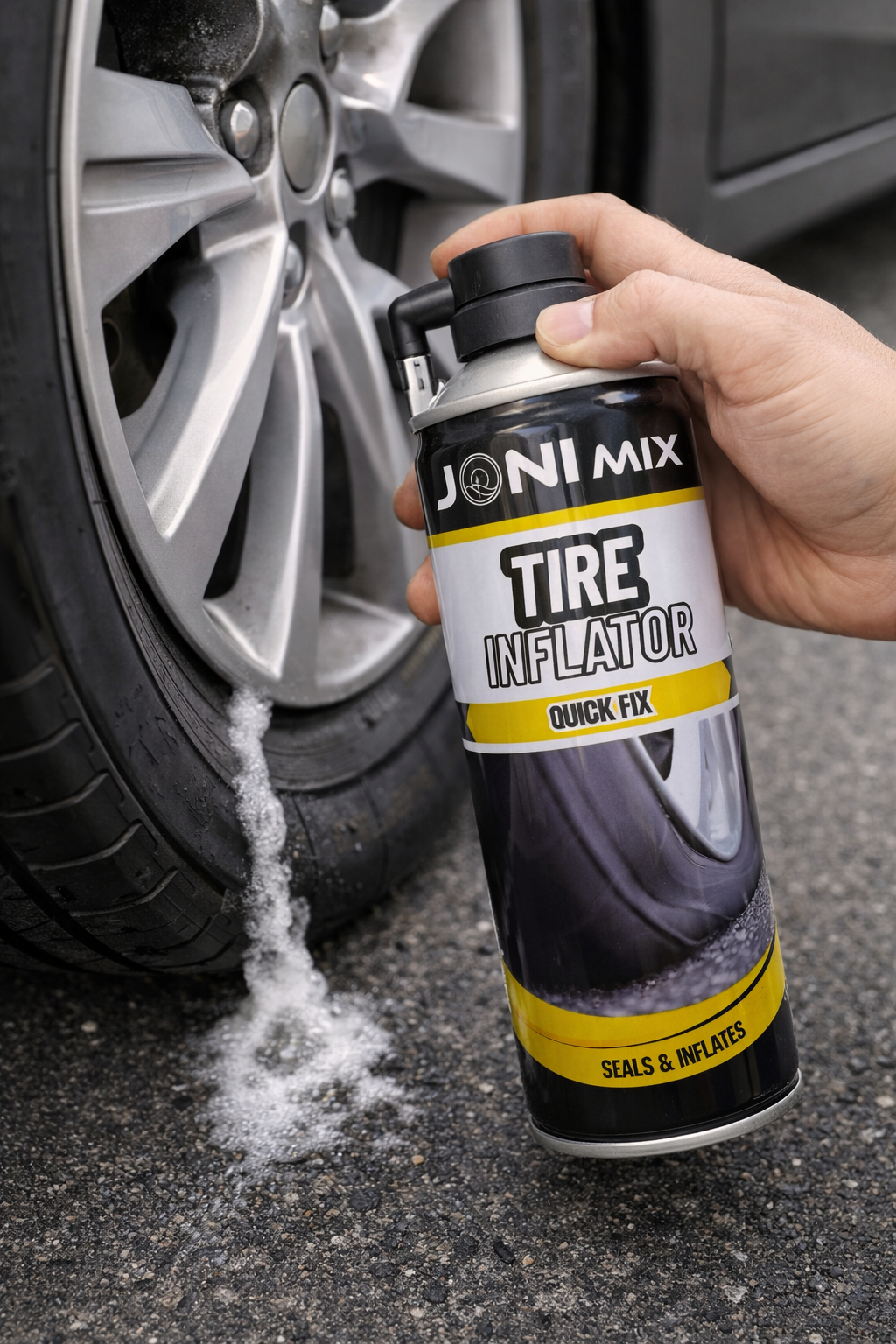 Sprej për fryrje dhe riparim të gomave